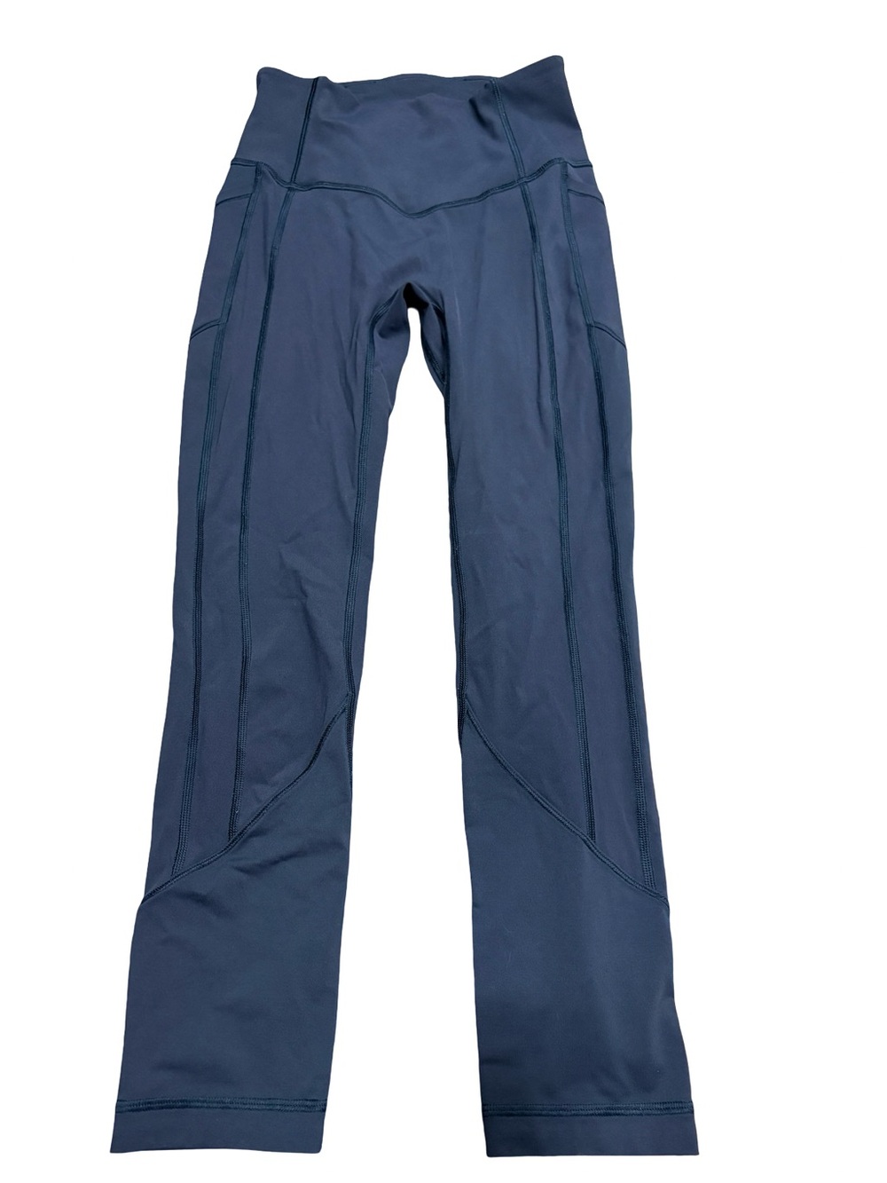 Lululemon Navy Blue High Rise 23" Crop Leggings Side Pockets Size 4